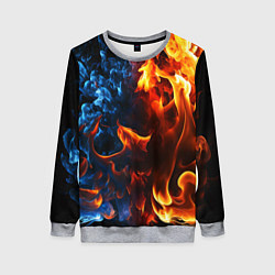 Свитшот женский Битва огней - два пламени, цвет: 3D-меланж