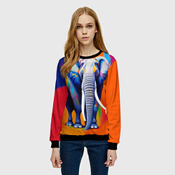 Свитшот женский Слон красочный, цвет: 3D-черный — фото 2