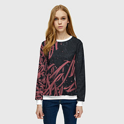 Свитшот женский Бордовое граффити, цвет: 3D-белый — фото 2