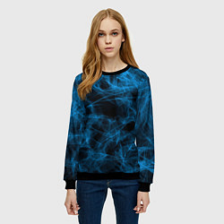 Свитшот женский Синий дым текстура, цвет: 3D-черный — фото 2