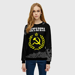 Свитшот женский Маргарита и желтый символ СССР со звездой, цвет: 3D-черный — фото 2