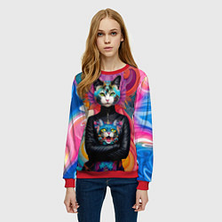 Свитшот женский Молодая модница - нейросеть, цвет: 3D-красный — фото 2