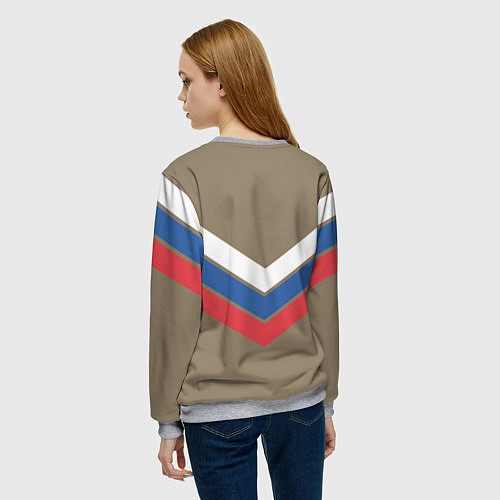 Женский свитшот Триколор - три полосы на песочном / 3D-Меланж – фото 4