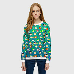 Свитшот женский Южный Парк - паттерн персонажи, цвет: 3D-белый — фото 2