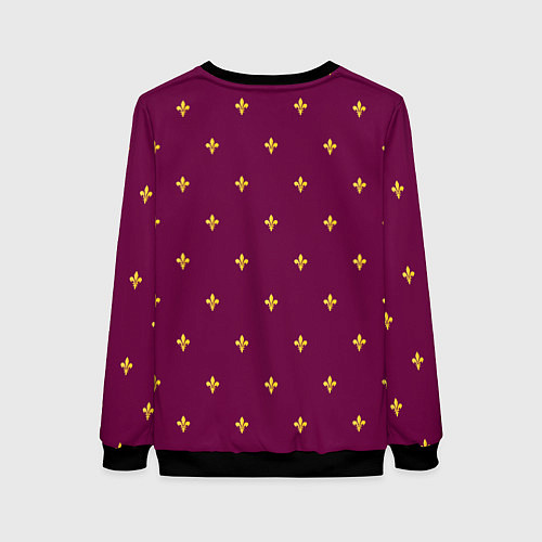Женский свитшот Геральдическая лилия на пурпурном фоне / 3D-Черный – фото 2