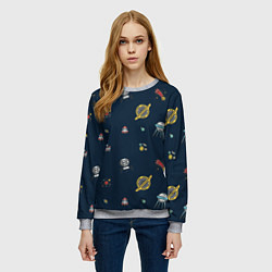 Свитшот женский Паттерн - галактика, цвет: 3D-меланж — фото 2
