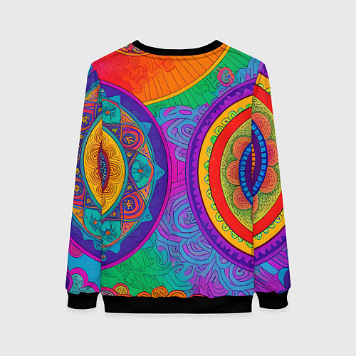 Женский свитшот Красочные этнические орнаменты / 3D-Черный – фото 2