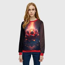 Свитшот женский Огненный лотус, цвет: 3D-красный — фото 2