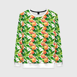 Женский свитшот Персики акварельный паттерн