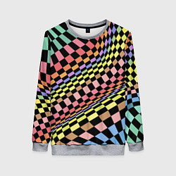 Свитшот женский Colorful avant-garde chess pattern - fashion, цвет: 3D-меланж