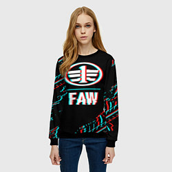 Свитшот женский Значок FAW в стиле glitch на темном фоне, цвет: 3D-черный — фото 2