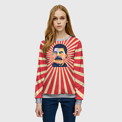 Свитшот женский Сталин полигональный, цвет: 3D-меланж — фото 2