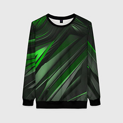 Свитшот женский Green black abstract, цвет: 3D-черный