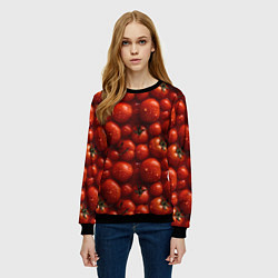 Свитшот женский Сочная текстура из томатов, цвет: 3D-черный — фото 2