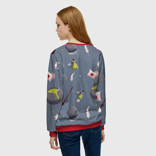 Женский свитшот Паттерн с магическими принадлежностями / 3D-Красный – фото 4
