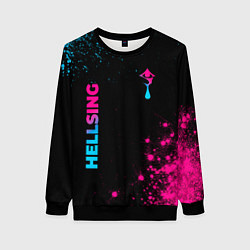 Свитшот женский Hellsing - neon gradient: надпись, символ, цвет: 3D-черный