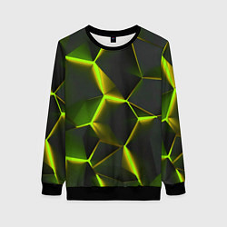 Свитшот женский Разлом неоновых плит, цвет: 3D-черный