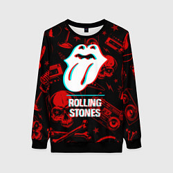 Свитшот женский Rolling Stones rock glitch, цвет: 3D-черный