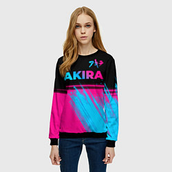 Свитшот женский Akira - neon gradient: символ сверху, цвет: 3D-черный — фото 2