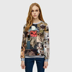 Свитшот женский Мемные котики, цвет: 3D-меланж — фото 2