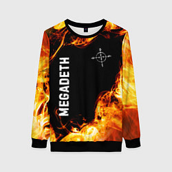 Свитшот женский Megadeth и пылающий огонь, цвет: 3D-черный