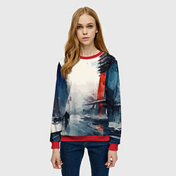 Свитшот женский Наш город - коллекция Бело-сине-красный - Хуф и Ся, цвет: 3D-красный — фото 2