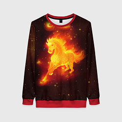 Свитшот женский Огненный конь мчится, цвет: 3D-красный