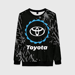 Свитшот женский Toyota в стиле Top Gear со следами шин на фоне, цвет: 3D-черный