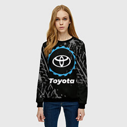 Свитшот женский Toyota в стиле Top Gear со следами шин на фоне, цвет: 3D-черный — фото 2