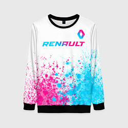 Свитшот женский Renault neon gradient style: символ сверху, цвет: 3D-черный