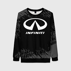 Свитшот женский Infiniti speed на темном фоне со следами шин, цвет: 3D-черный