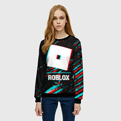 Свитшот женский Roblox в стиле glitch и баги графики на темном фон, цвет: 3D-черный — фото 2