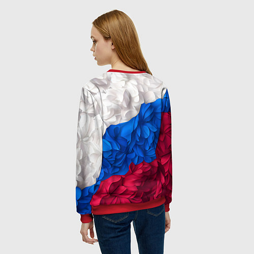 Женский свитшот Флаг России из цветов / 3D-Красный – фото 4