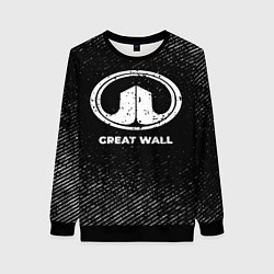 Свитшот женский Great Wall с потертостями на темном фоне, цвет: 3D-черный