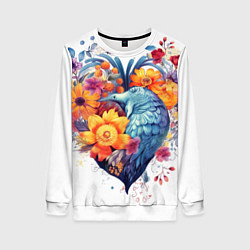 Женский свитшот Цветочное сердце с птицами