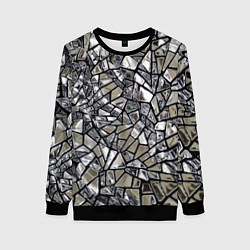 Свитшот женский Зеркальные пластины - паттерн, цвет: 3D-черный
