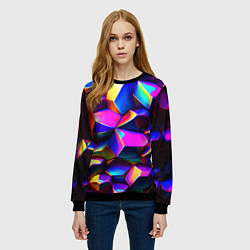 Свитшот женский Бензиновые неоновые кристаллы, цвет: 3D-черный — фото 2