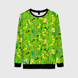 Женский свитшот Зеленые волнистые попугайчики