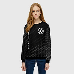 Свитшот женский Volkswagen карбоновый фон, цвет: 3D-черный — фото 2