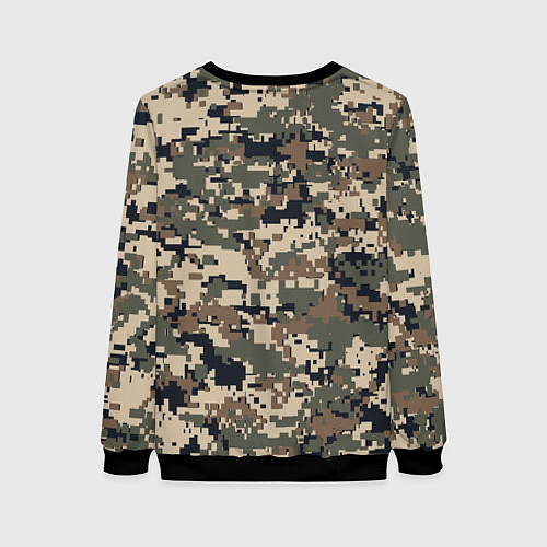 Женский свитшот Коричнево - черный камуфляж / 3D-Черный – фото 2