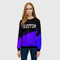 Свитшот женский Led Zeppelin purple grunge, цвет: 3D-черный — фото 2