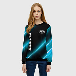 Свитшот женский Subaru неоновые лампы, цвет: 3D-черный — фото 2
