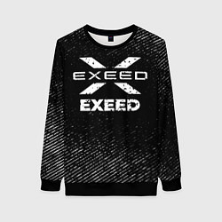 Свитшот женский Exeed с потертостями на темном фоне, цвет: 3D-черный