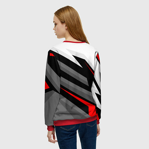 Женский свитшот Mitsubishi motors - красная линия / 3D-Красный – фото 4