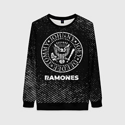 Свитшот женский Ramones с потертостями на темном фоне, цвет: 3D-черный