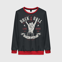 Свитшот женский Rock and roll - жест козы, цвет: 3D-красный