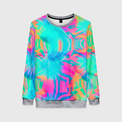Свитшот женский Кислотный тай-дай: паттерн, цвет: 3D-меланж