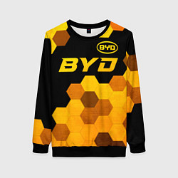 Свитшот женский BYD - gold gradient: символ сверху, цвет: 3D-черный