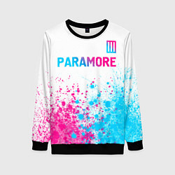 Свитшот женский Paramore neon gradient style: символ сверху, цвет: 3D-черный
