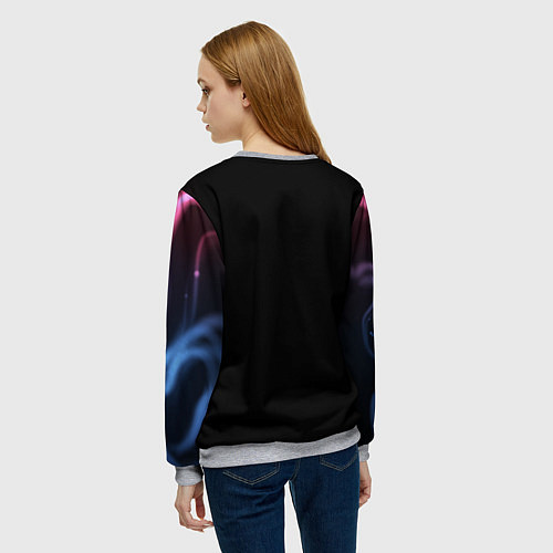 Женский свитшот Хитрый синий лис / 3D-Меланж – фото 4